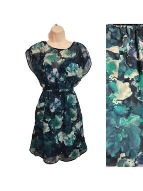 Xhilaration Floral Mini Dress Aqua Medium